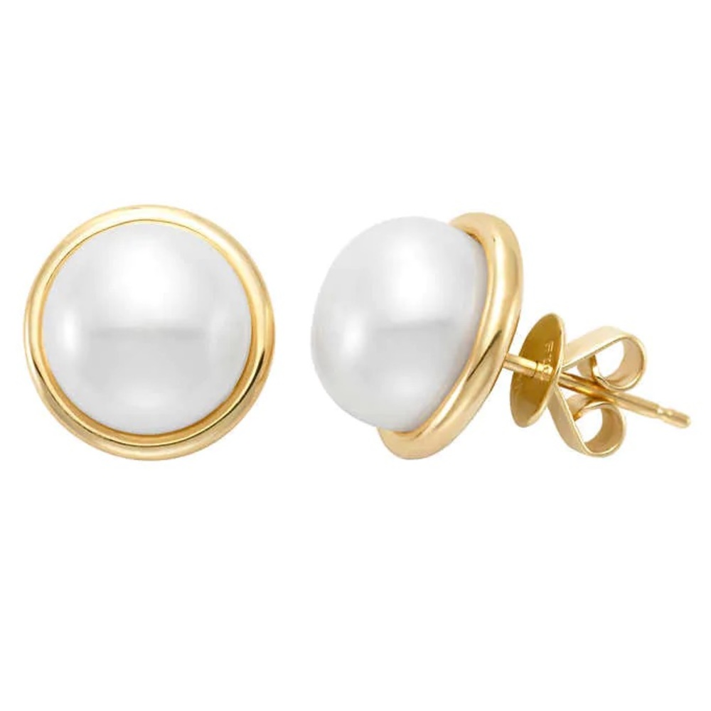 Freshwater 9-10mm Pearl 14kt Yellow Gold Earrings